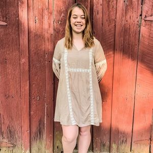 Unfeeling tan lace dress